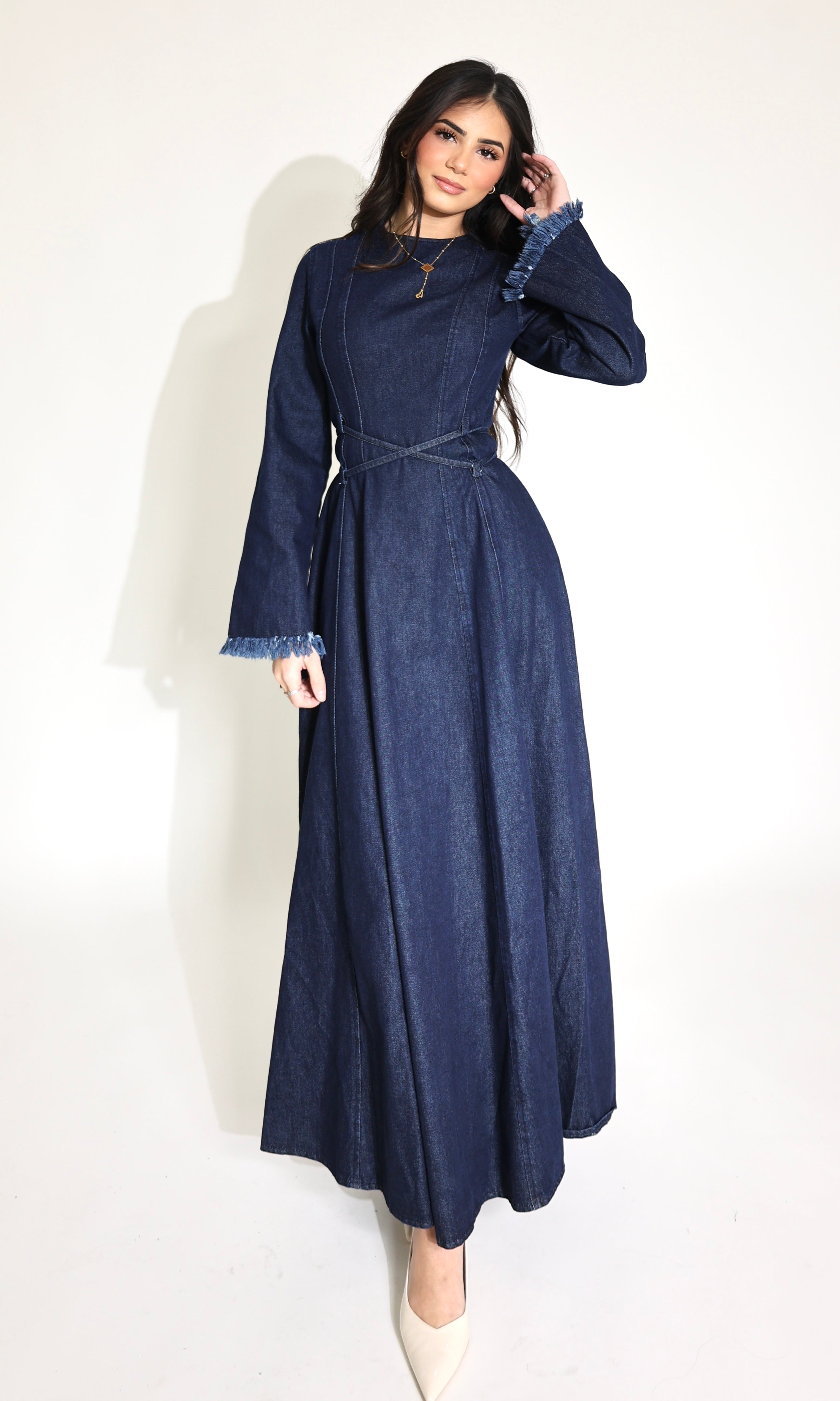 fitted lace wedding dress Sabrina Denim Maxi Dress Denim / Medium