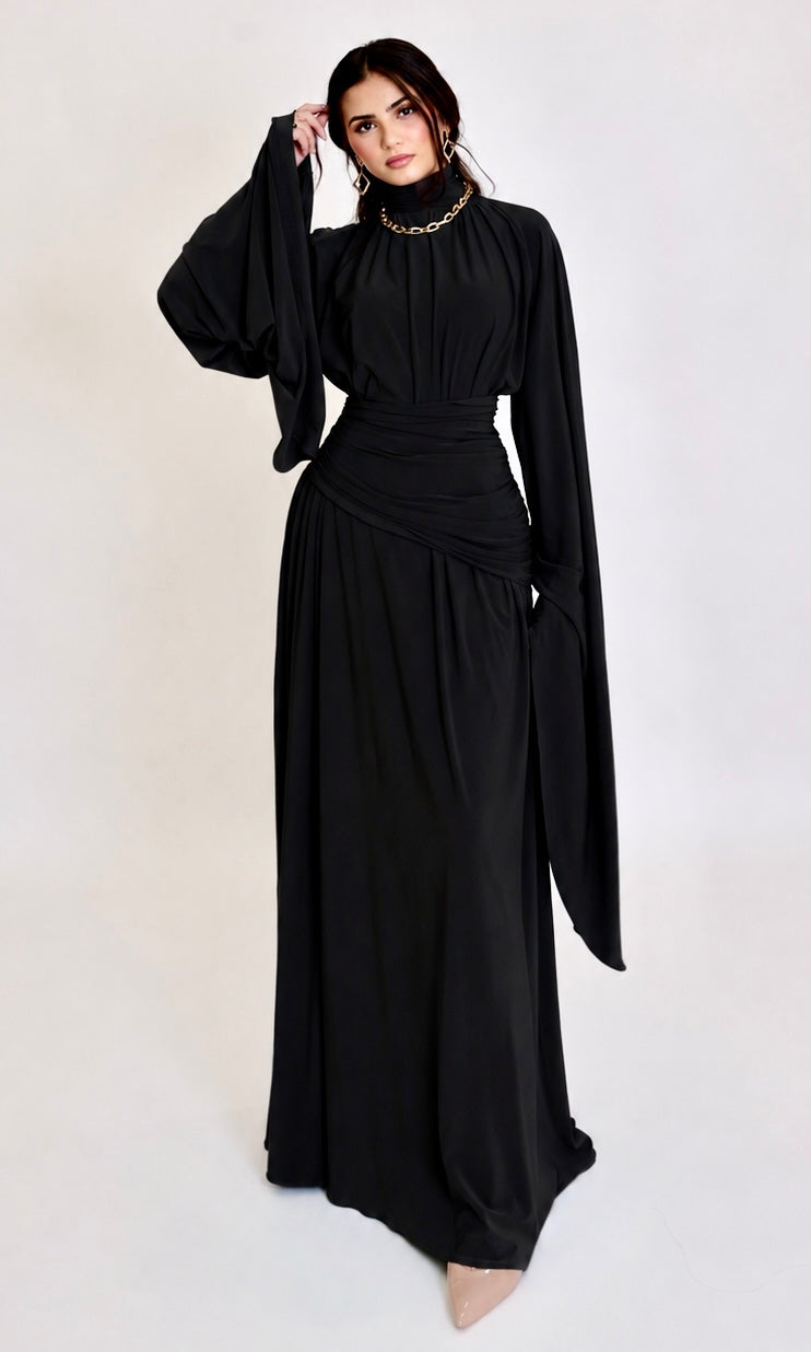 barbie black evening dress Renad M(US 6-8) premium stretch fabric 30137 Emily Maxi Dress Black Size:Custom Size (For Free)