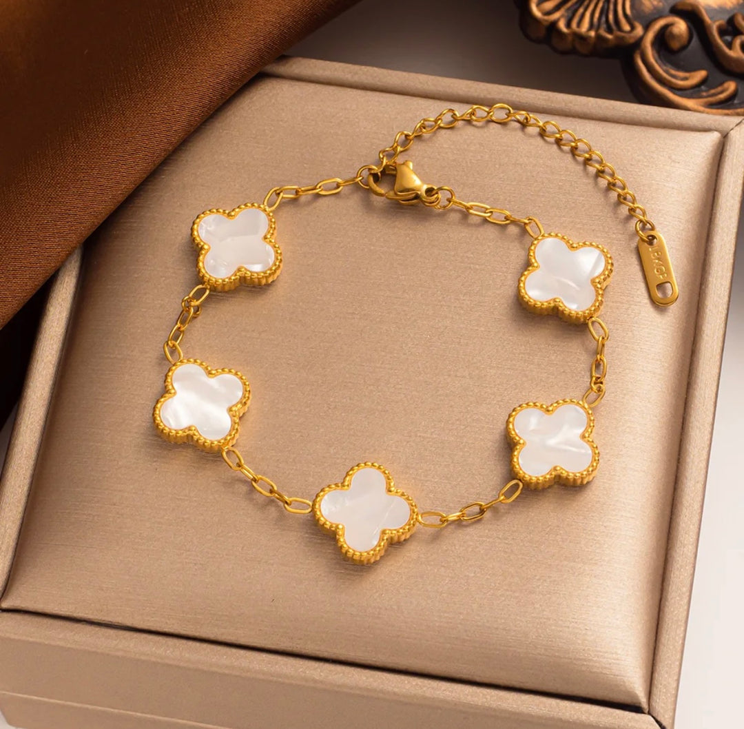 18K Gold Stainless Steel Gold Clover Set