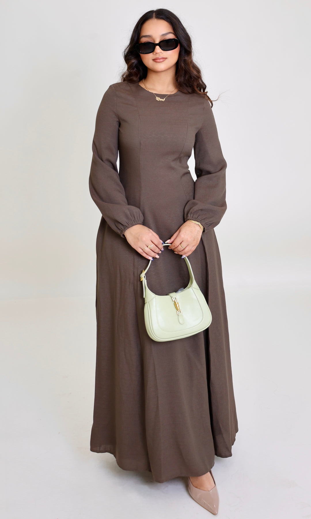 modest linen maxi dress Linen Long Sleeve Dress with Back Tie and Pockets Wooden Button Casual Maxi Dress Modest Linen Dress for Women Gift for Mom Dress_121