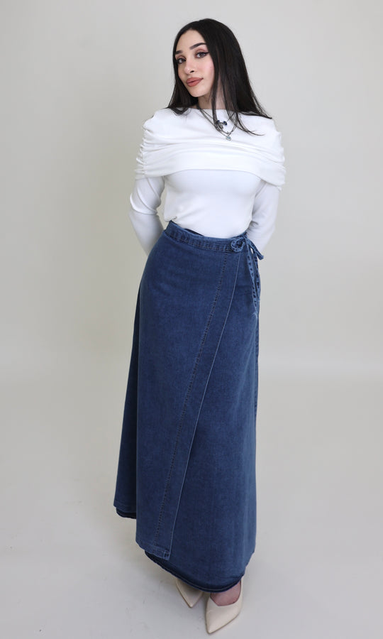 Ana Denim Maxi Wrap Skirt