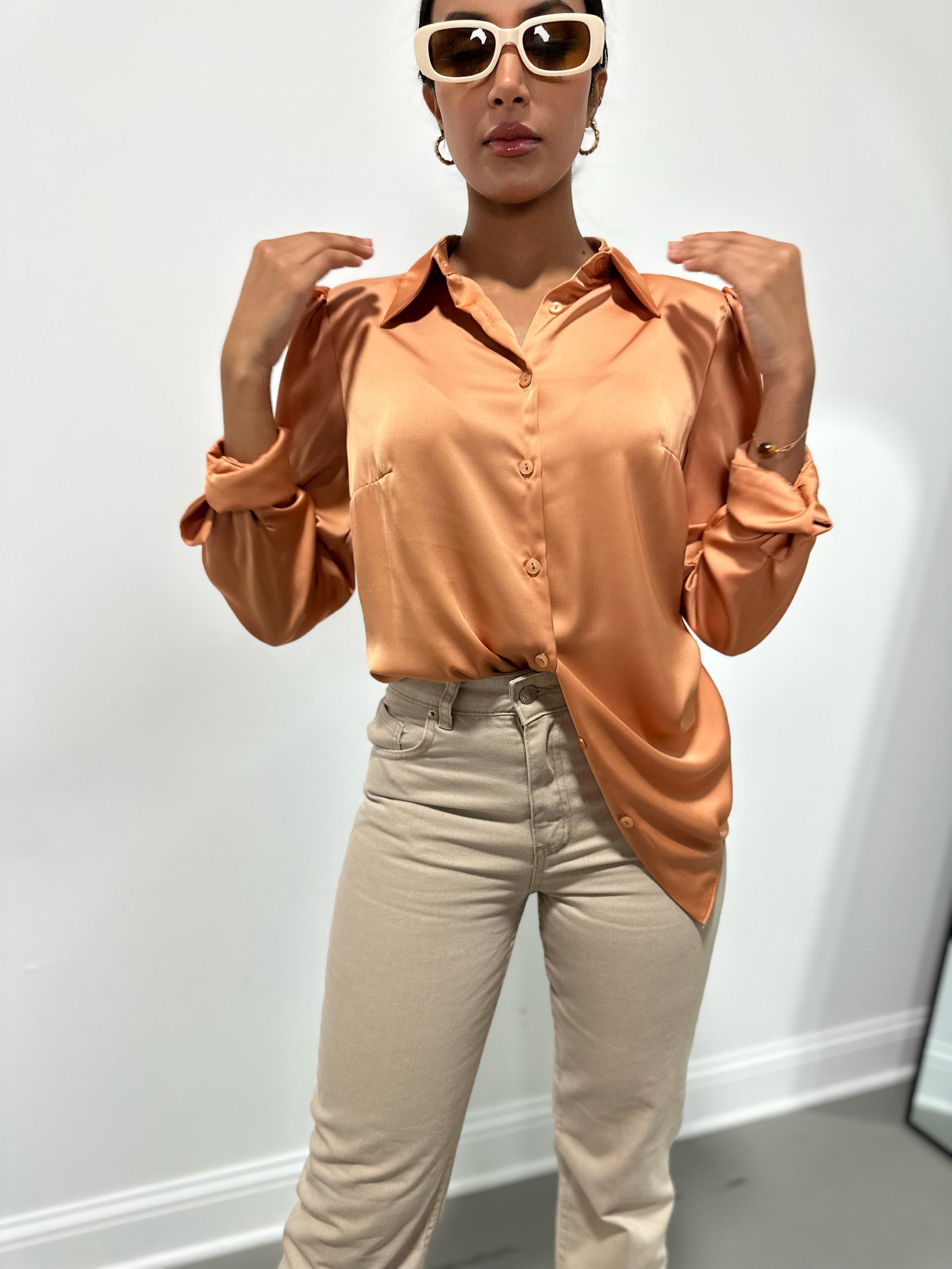 satin orange blouse