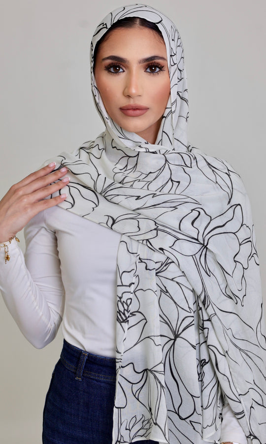 Ivory Sketch Modal Hijab