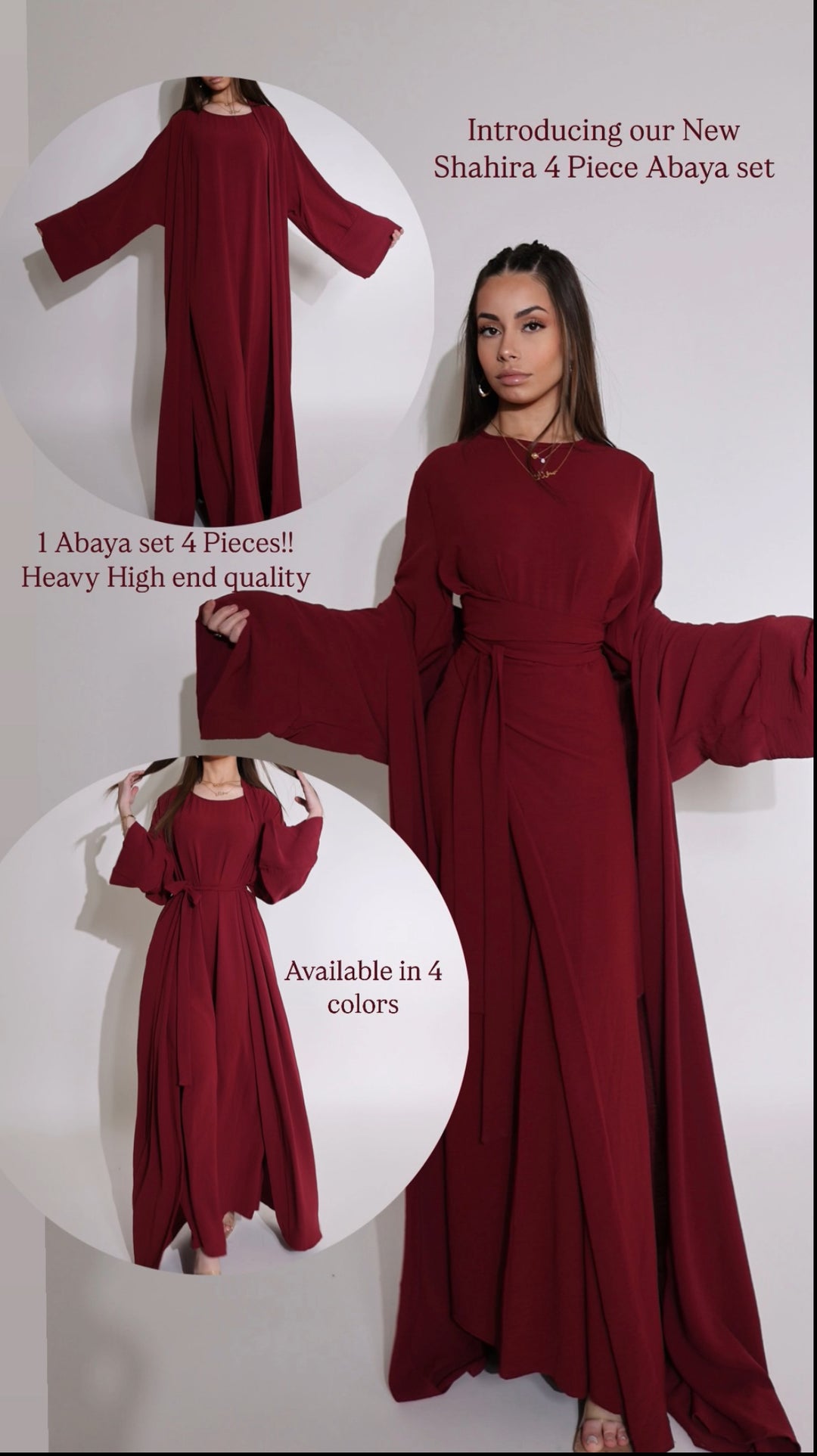 Shahira 4 piece 2 tone Abaya Set