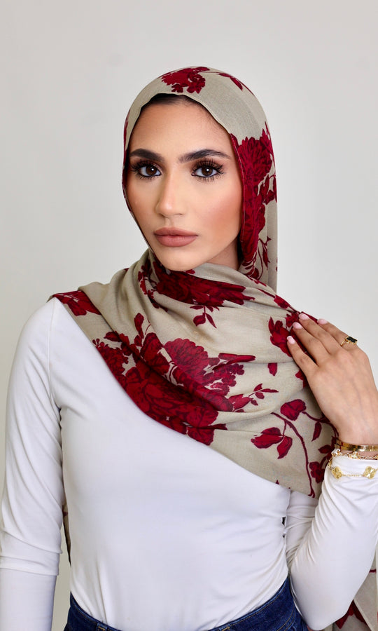 Crimson Garden Modal Hijab