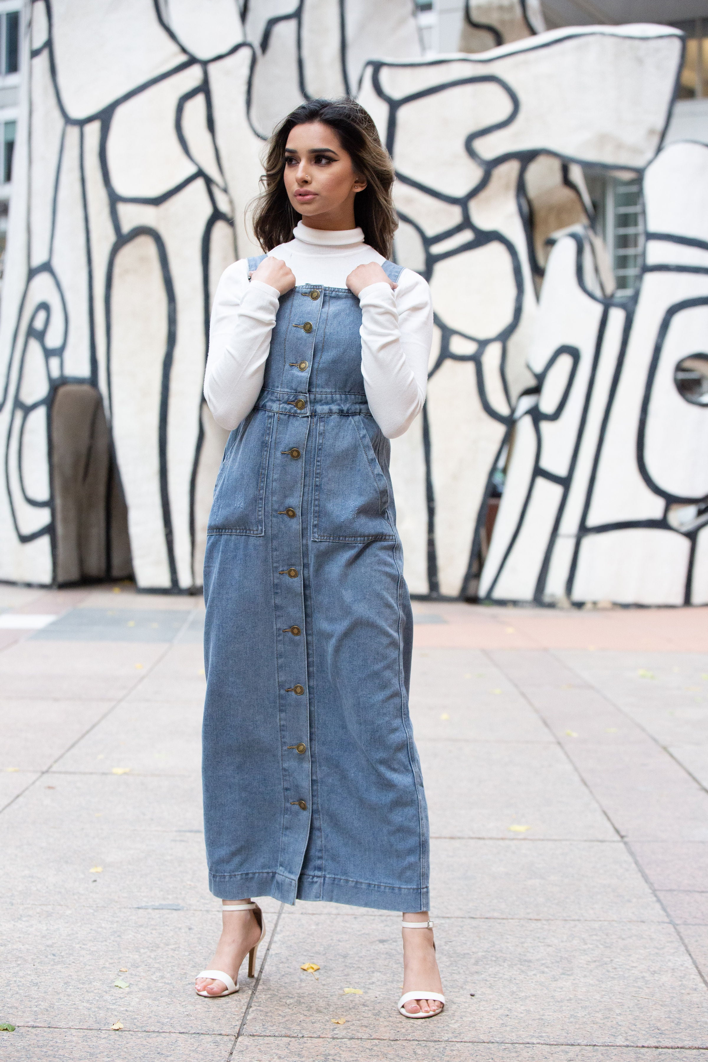 Buy YESNO YL6 Women Long Maxi Denim Overalls Dress Swing Skirt Color Block  Stitched Scratch Distressed Unique Back Design Online at desertcartINDIA